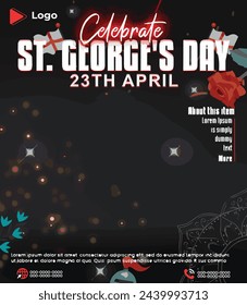 Flyer concept for st george's day with social media banner or instagram post template | st george's day celebration instagram stories Instagram and Facebook post template | St George's day 23 april