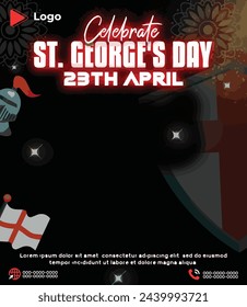 Flyer concept for st george's day with social media banner or instagram post template | st george's day celebration instagram stories Instagram and Facebook post template | St George's day 23 april