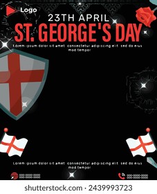 Flyer concept for st george's day with social media banner or instagram post template | st george's day celebration instagram stories Instagram and Facebook post template | St George's day 23 april