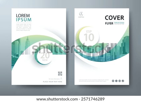 Flyer, Cover Annual Report with Illustrations of Cityscapes and High-Tech Skyscrapers, presentation book cover templates