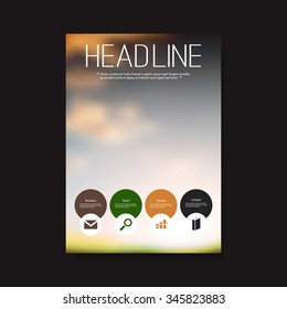  Flyer or Cover Creative Design in Editable Vector Format - Blurry Sunset Sky Background 