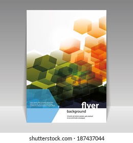 Flyer or Cover Design with Abstract Hexagon Pattern