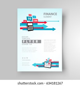 Flyer cover design, business brochure size A4 template stripes arrows finance