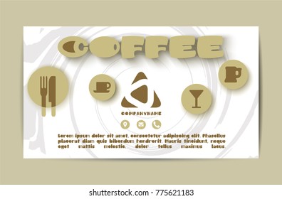 Flyer cover design coffee element, business brochure, business card, leaflet, menu cover, catalog