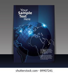 Flyer or Cover Design with Digital globe vector