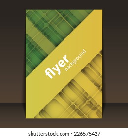 Flyer or Cover Design with Green and Yellow Abstract Pattern