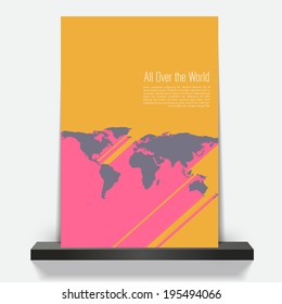 Flyer or Cover Design with retro Earth map vector 