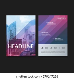 Flyer or Cover Design Set for Your Business - Colorful Striped and Skyscrapers Pattern