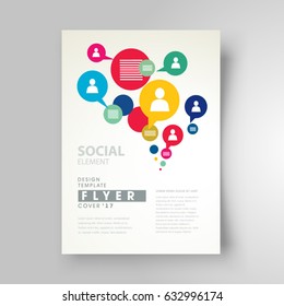 Flyer cover design social icons, business brochure size A4 template