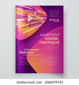 Flyer Cover design template Action lines purple color