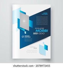 Flyer Cover design template Action Squares style blue color