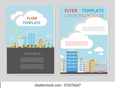 Flyer or Cover Design Template  cityscape background.