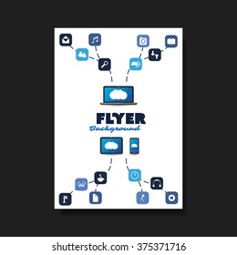Flyer of Cover Design Template with Cloud Computing, Networks Design Background
