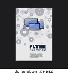 Flyer of Cover Design Template with Cloud Computing, Networks Design Background