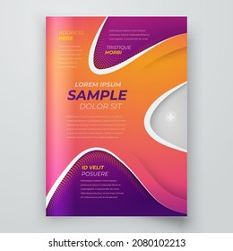 Flyer Cover design template liquid theme violet color background, block for image