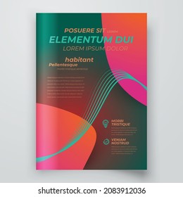 Flyer Cover design template liquid and lines theme green color background