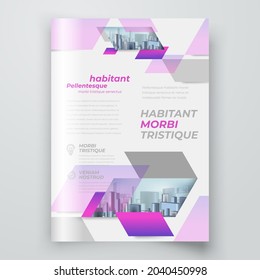Flyer Cover design template Rhombus style purple color, blocks for images