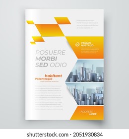 Flyer Cover design template Rhombus abstract action style orange color, blocks for images
