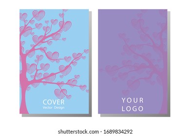 Flyer or Cover Design. Tree of life logo design inspiration isolated. Premium quality illustration logo design concept pictogram. Vector floral background.