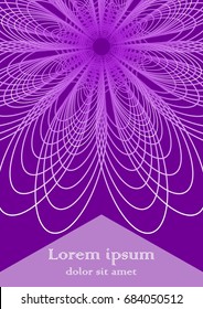 Flyer, cover, leaflet, book, bill template in purple design with abstract line shape, vector EPS 10