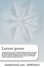 Flyer, cover, leaflet, book, bill template in silver gray design with abstract linestar shape, vector EPS 10