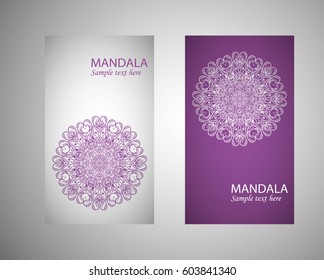 flyer, flyer, cover, pattern mandala. Oriental motif. Hand painted texture background. Wedding invitations, postcards and business card templates. Decorative card design printing. Vector. EPS 10