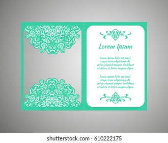flyer, flyer, cover, pattern mandala. Oriental motif. Hand painted texture background. Set wedding invitations, postcards and openwork bombonerki. Decorative card design printing. Vector. EPS 10