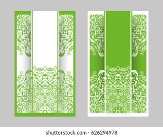 flyer, flyer, cover, pattern mandala. Oriental motif. Hand painted texture background. Set wedding invitations, postcards and business card templates. Decorative card design printing. Vector. EPS 10
