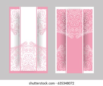 flyer, flyer, cover, pattern mandala. Oriental motif. Hand painted texture background. Set wedding invitations, postcards and business card templates. Decorative card design printing. Vector. EPS 10