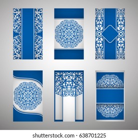 flyer, flyer, cover, pattern mandala. Oriental motif. Hand painted texture background. Set wedding invitations, postcards and business card templates. Decorative card design printing. Vector. EPS 10