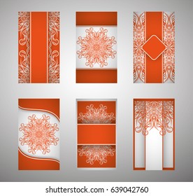 flyer, flyer, cover, pattern mandala. Oriental motif. Hand painted texture background. Wedding invitations, postcards and business card templates. Decorative card design printing. Vector. EPS 10
