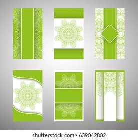 flyer, flyer, cover, pattern mandala. Oriental motif. Hand painted texture background. Wedding invitations, postcards and business card templates. Decorative card design printing. Vector. EPS 10