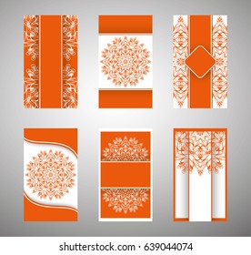 flyer, flyer, cover, pattern mandala. Oriental motif. Hand painted texture background. Wedding invitations, postcards and business card templates. Decorative card design printing. Vector. EPS 10