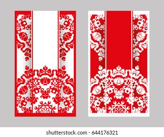 Flyer, cover, pattern mandala. Oriental motif. Hand painted texture background. Set wedding invitations, postcards and business card templates. Decorative card design printing. Vector. EPS 10