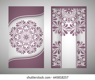 Flyer, cover, pattern mandala. Oriental motif. Hand painted texture background. Set wedding invitations, postcards and business card templates. Decorative card design printing. Vector. EPS 10