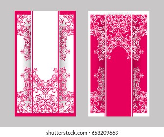 flyer, flyer, cover, pattern mandala. Oriental motif. Hand painted texture background. Set wedding invitations, postcards and business card templates. Decorative card design printing. Vector. EPS 10