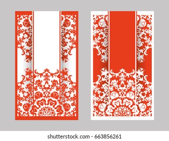 flyer, cover, pattern mandala. Oriental motif. Hand painted texture background. Set wedding invitations, postcards and business card templates. Decorative card design printing. 