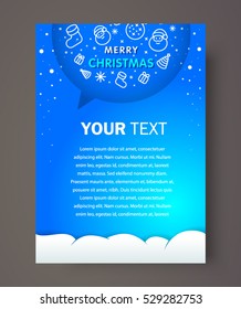 Flyer cover size A4, brochure design template merry christmas xmas.