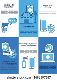 flyer with covid19 prevention recommendations vector illustration design