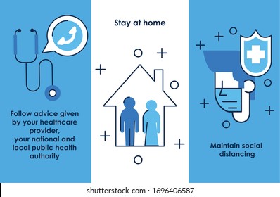 volante con recomendaciones de prevención covid19 diseño de ilustración vectorial