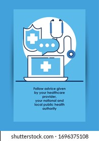 flyer with covid19 recommendation of follow advice health autority vector illustration design