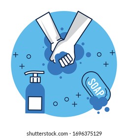 flyer with covid19 recommendation of hands washing vector illustration design