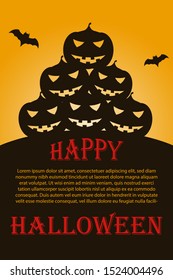 Flyer with dark Halloween pumpkins. Vector illustration