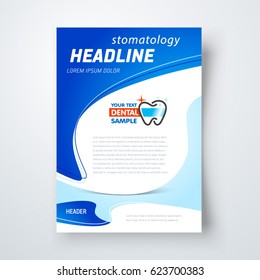 Flyer dental design template stomatology brochure size A4 tooth symbol