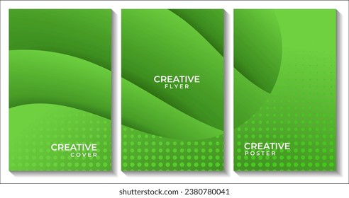 flyer design with abstract green curve modern background
