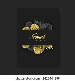 Flyer design background. Brochure template. Tropical design element.