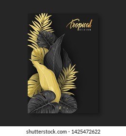 Flyer design background. Brochure template. Tropical design element.
