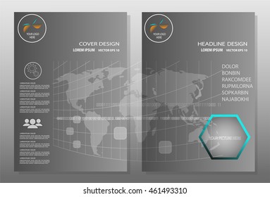 Flyer design background,Gray annual report brochure,Modern flyer design template illustration vector, Leaflet cover presentation abstract background,Headline background, layout in A4 size