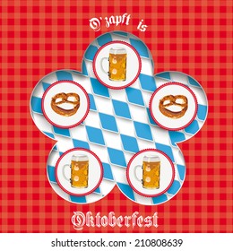Flyer design with bavarian national colors on the white background. Eps 10 vector file.