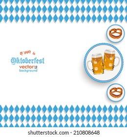 Flyer design with bavarian national colors on the white background. Eps 10 vector file.